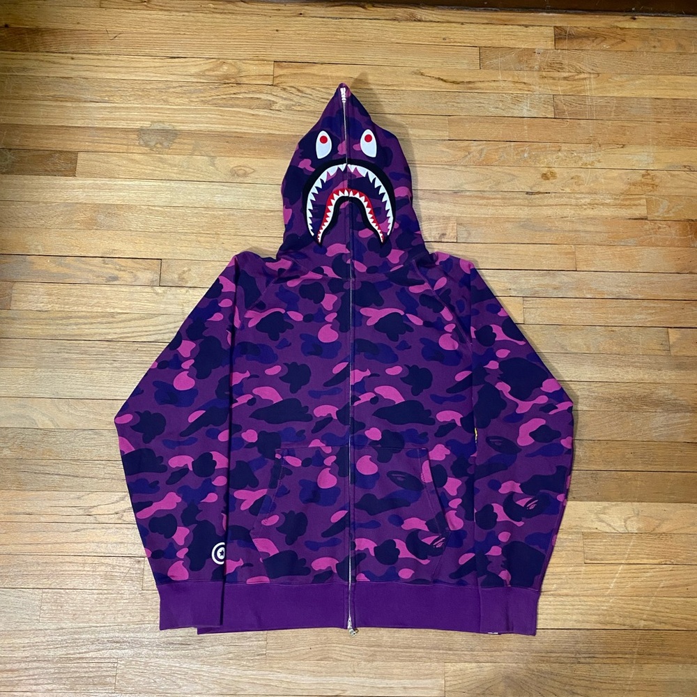 Bape purple shark full zip size XXL